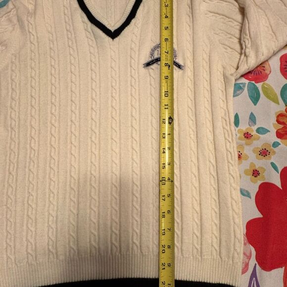 U.S. Polo Assn. Men's V-Neck Cable Knit Beige Sweater Size Large - Picture 7 of 12
